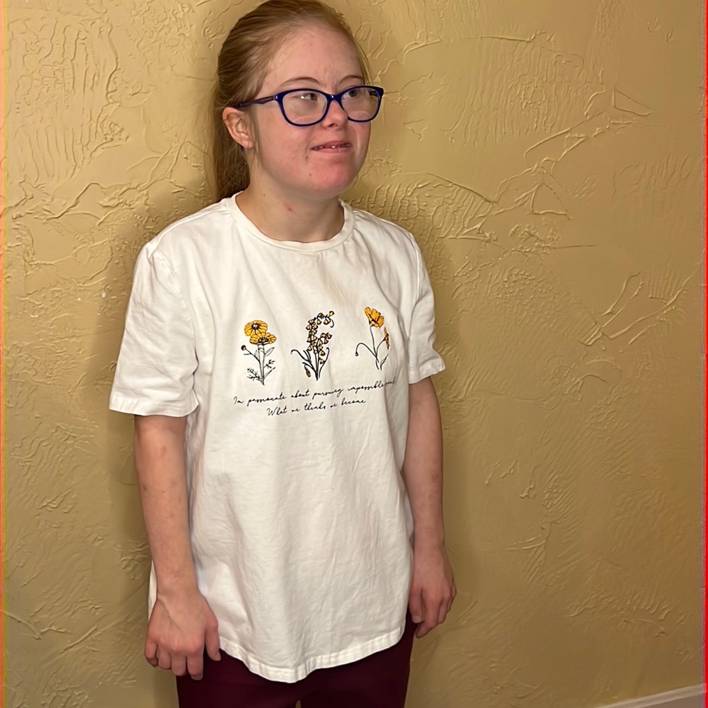 Shein white flowered shirt.  Small (S)